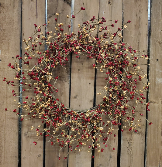 Burgundy/Tan Berrie Wreath